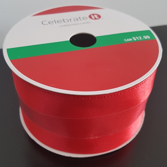 🎅Red Wired Ribbon 2.5" x 25 ft 100% Polyester - Picture 2 of 2